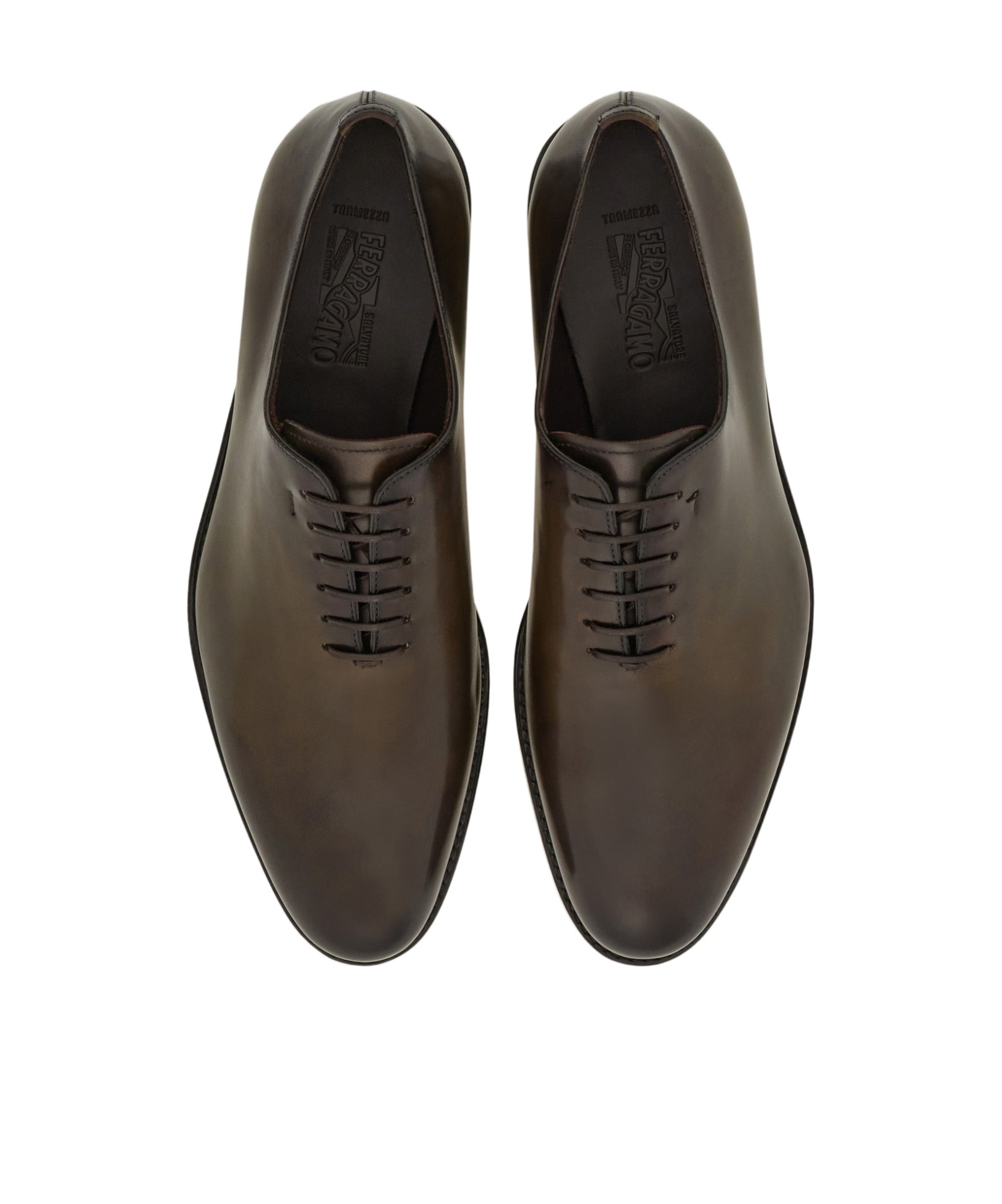 Ferragamo Man Lace-up Shoes Cocoa Size 11.5 Leather In Brown