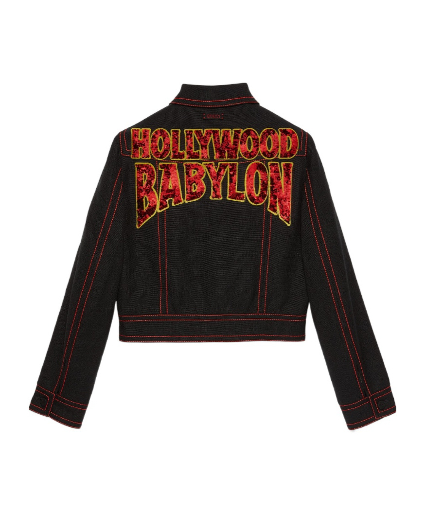 Gucci Hollywood Babylon-sequinned Denim Jacket In Black
