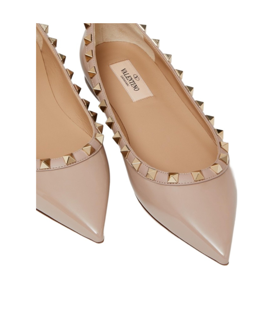 Valentino Garavani Patent Rockstud Ballet Flat Woman Poudre 40 In Nude