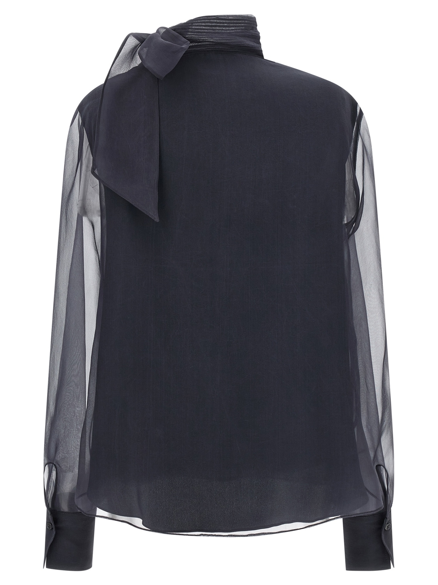 Brunello Cucinelli Crispy Silk Blouse Shirt And Blouse Gray In Blue