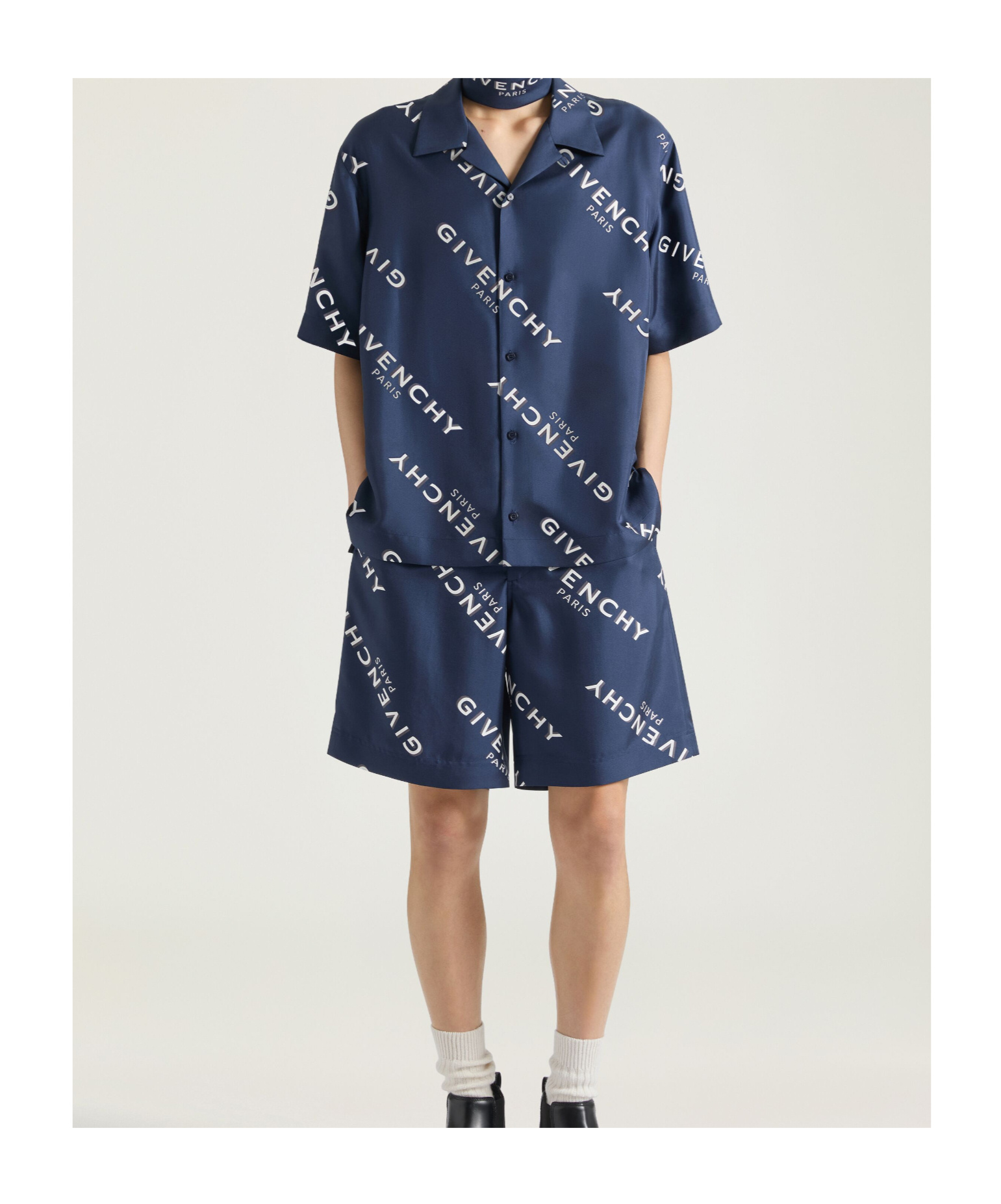 Givenchy Shadow Printed Shirt In Silk In Blue