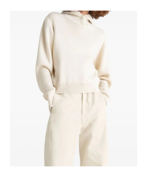 Lemaire Buttoned Ribbed-knit Sweater In White