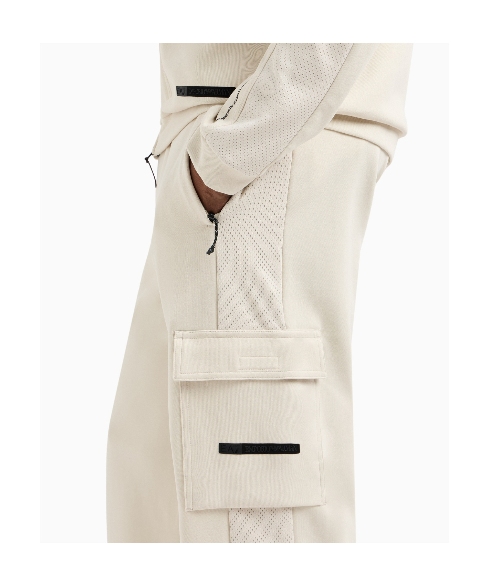 Ea7 Straight-leg Stitching Workwear Sports Sweatpants In White