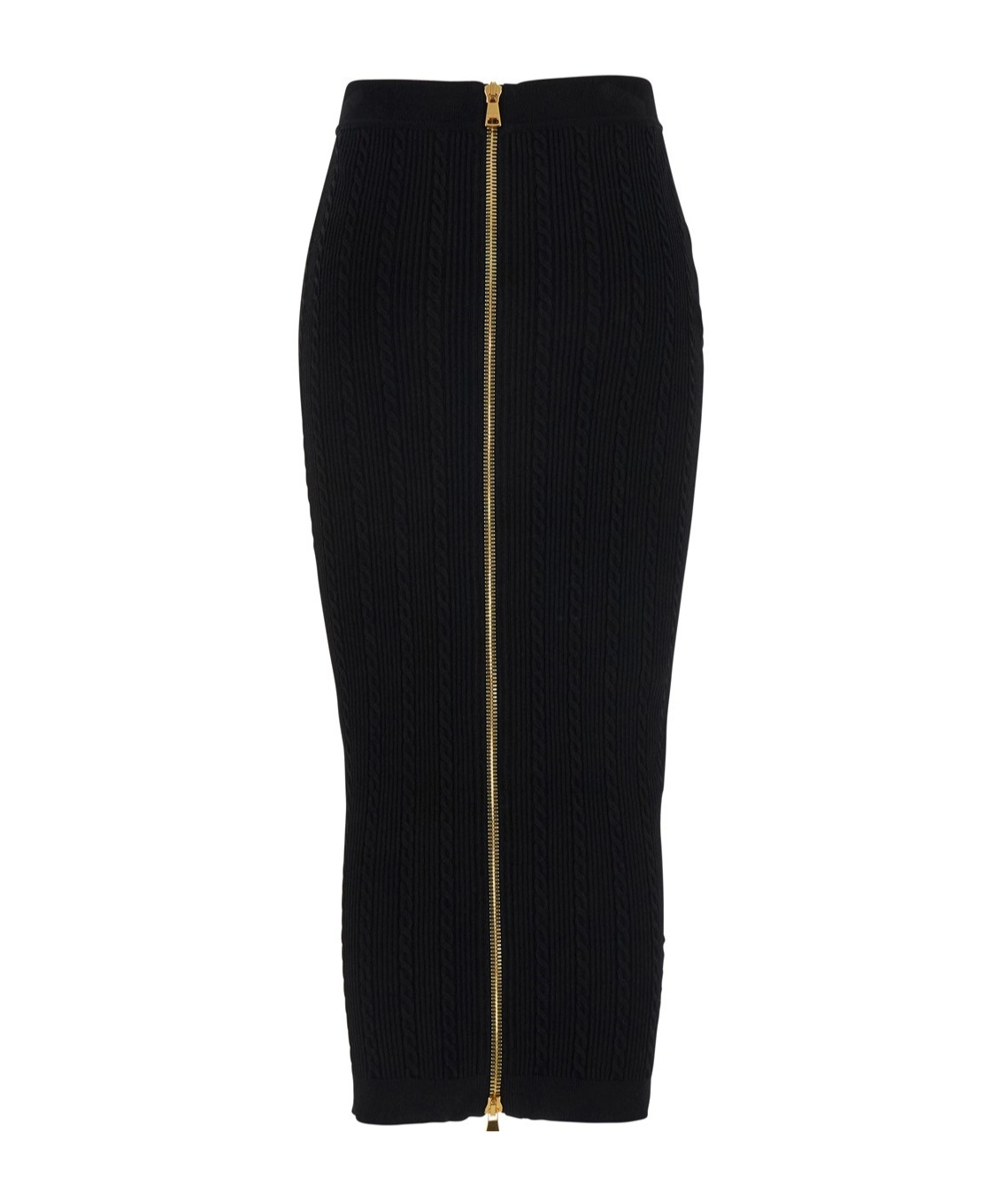 Balmain Black Skirt With Logo Buttons And Zip Closure