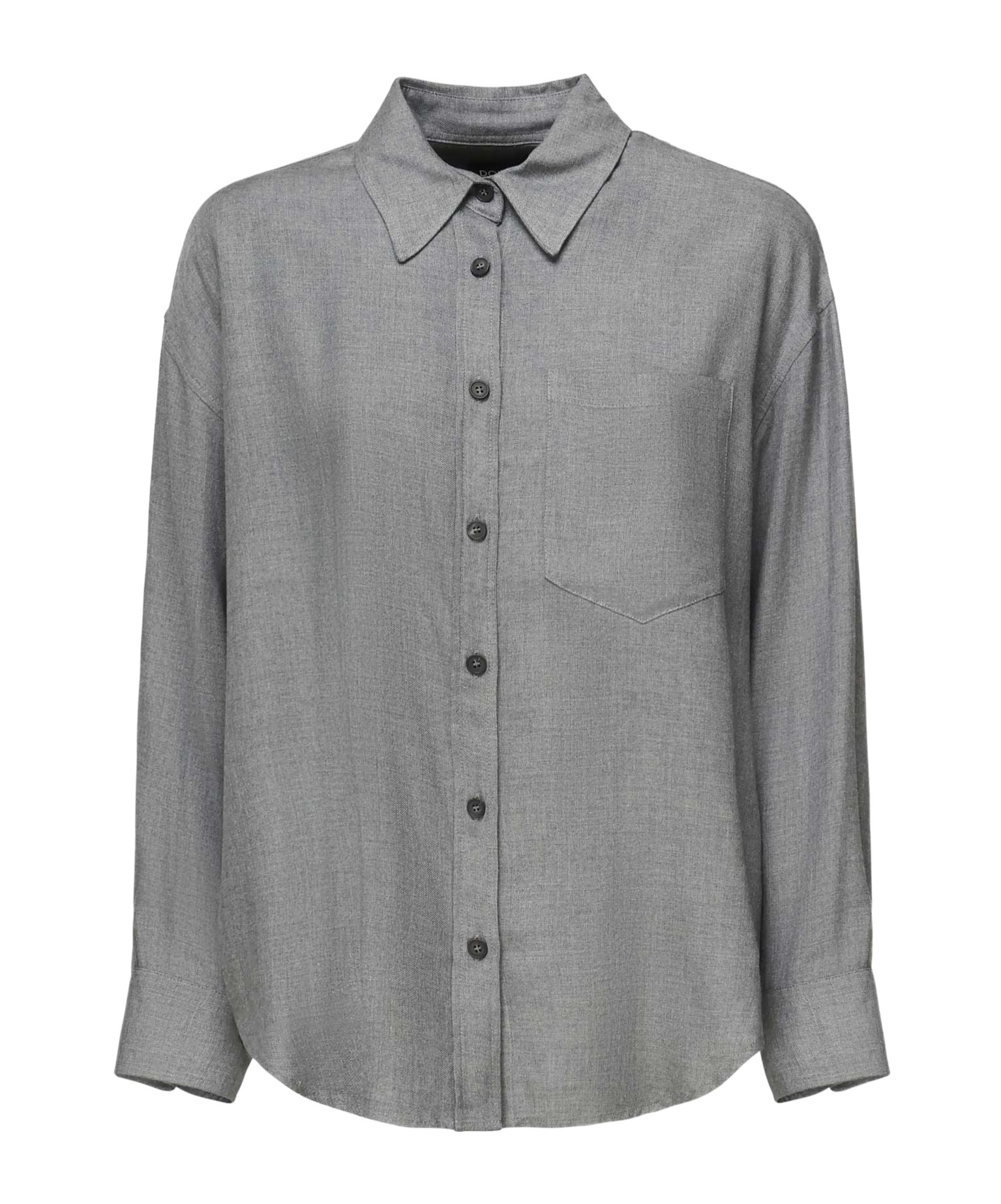 Dondup Button-down Long-sleeved Shirt In Gray