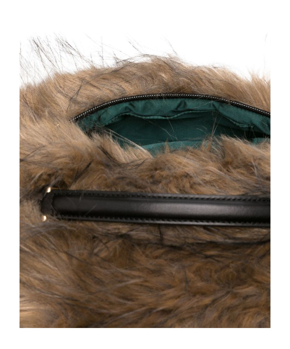 Sacai Mini Handbag With Faux Fur Texture In Sand