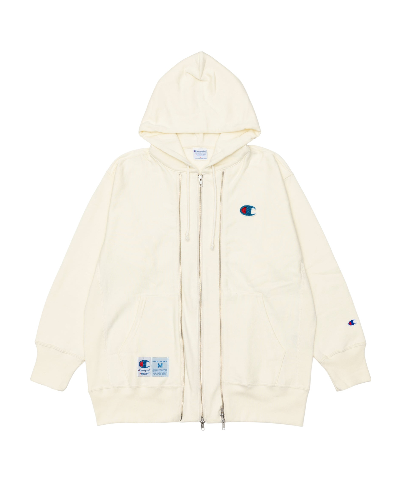 Undercover Hoodie With Double Zipper In Ivory