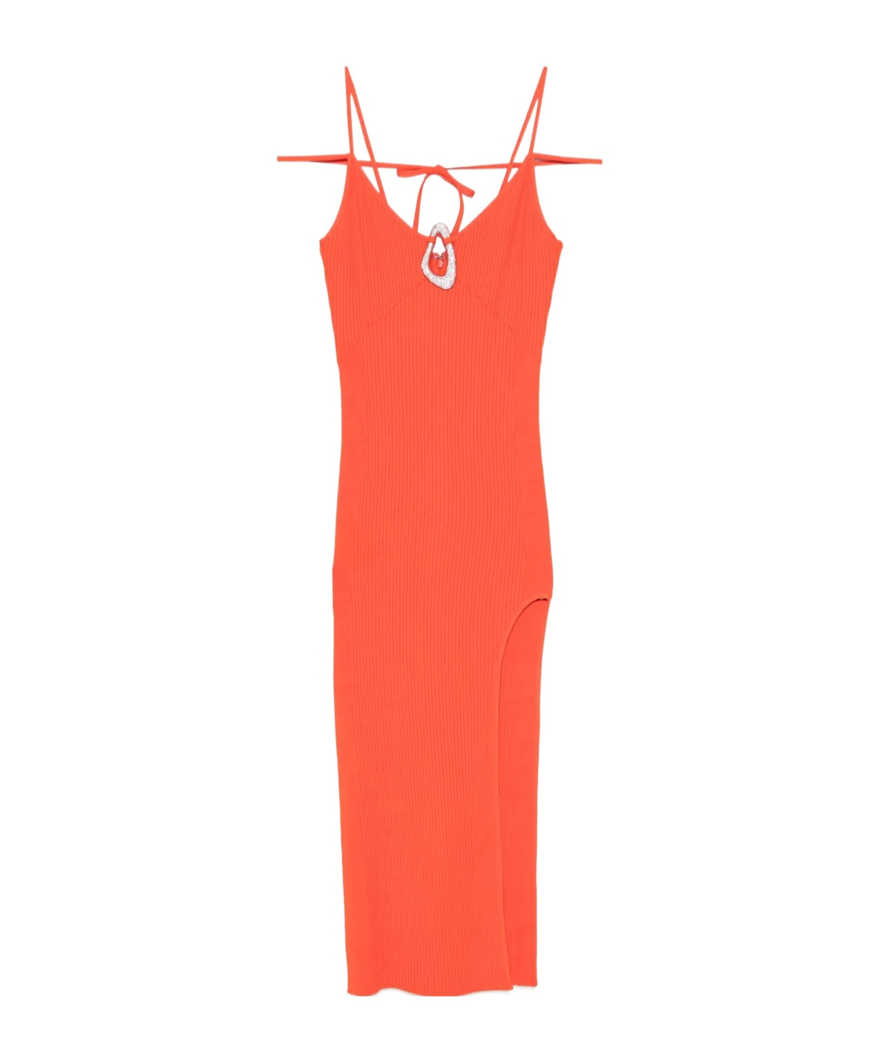 David Koma Gestricktes Maxikleid Mit Kristallschnalle In Orange