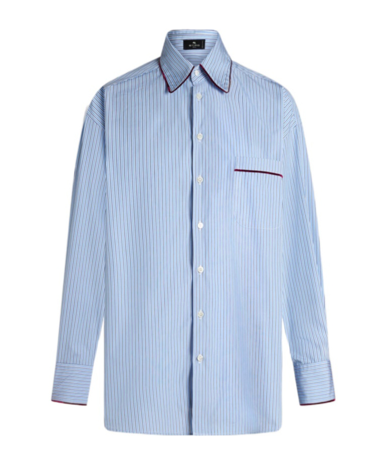 Etro Striped Long-sleeved Shirt In Blue