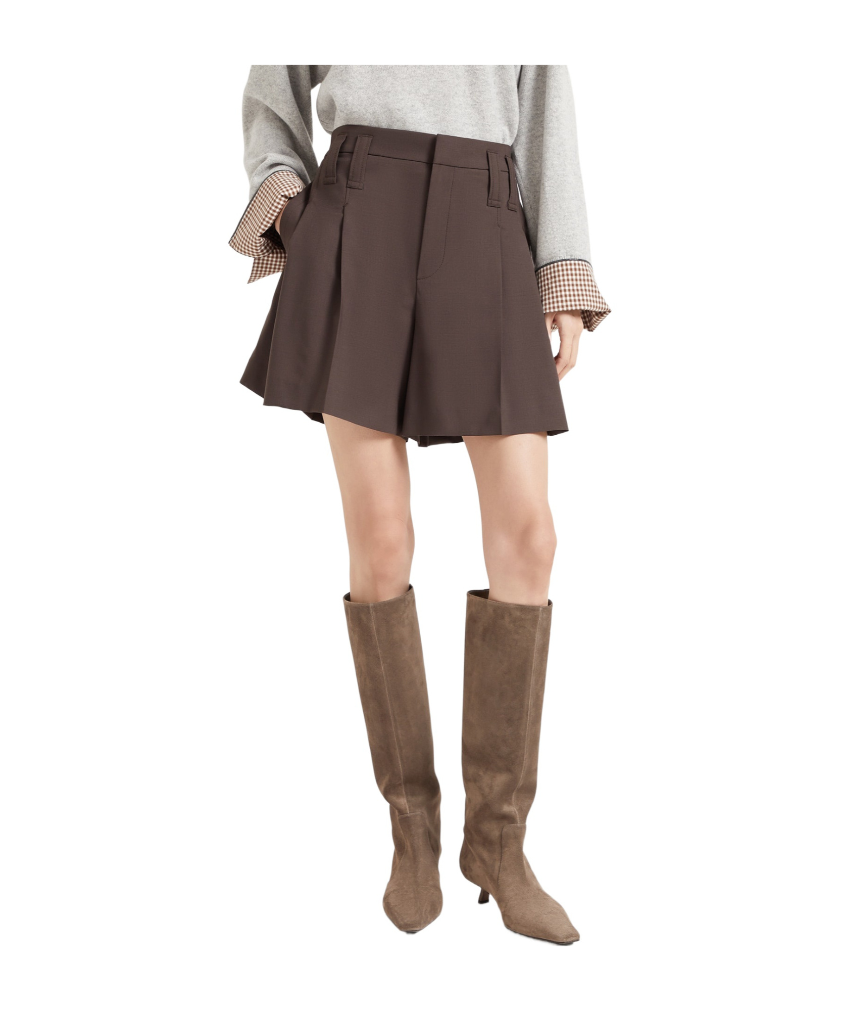 Brunello Cucinelli Pleated Shorts In Brown