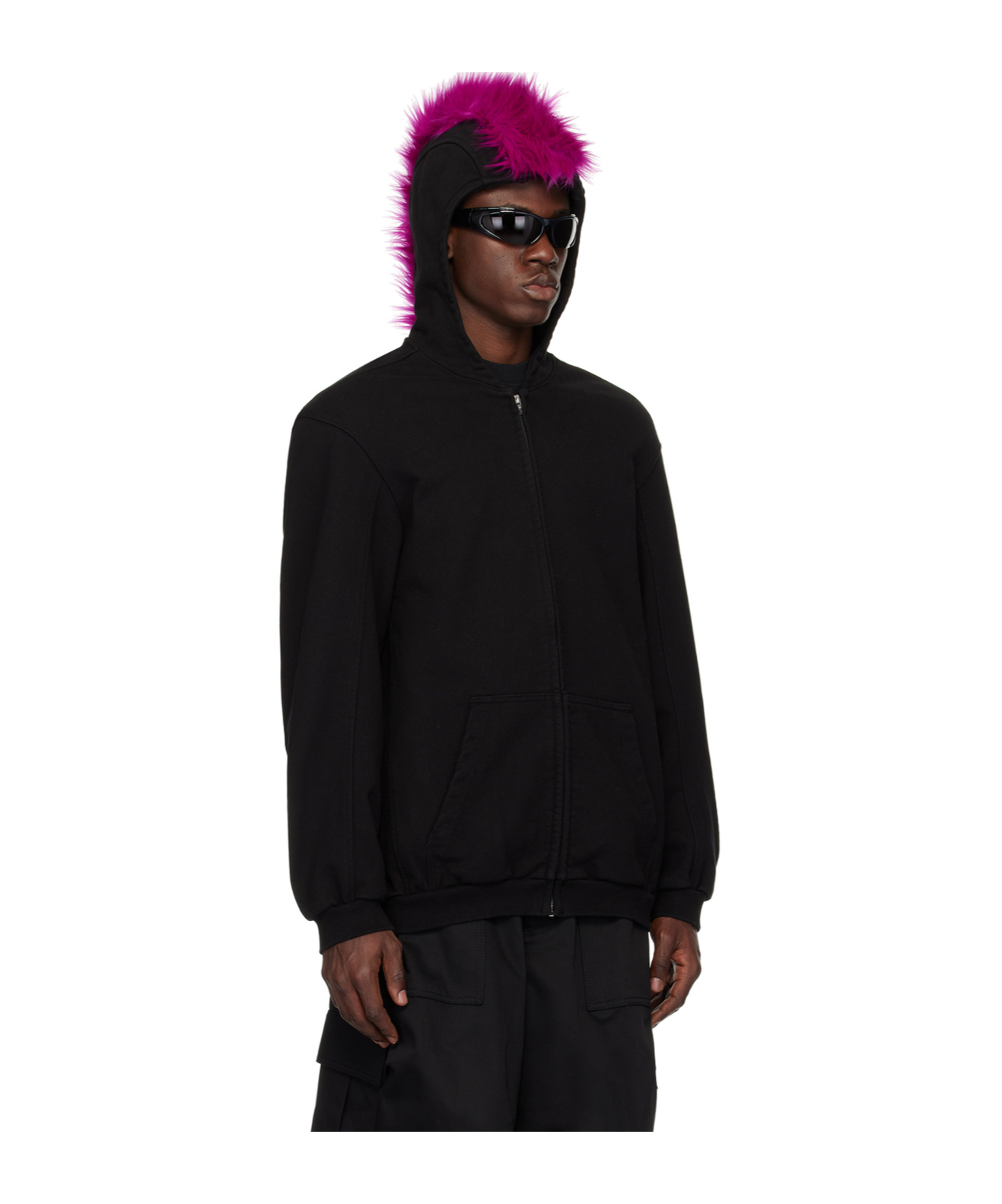 We11 Done Zippered Hooded Sweatshirt In Black
