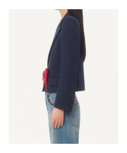 Valentino Tailored Bow-detail Jacket Crafted From Lightweight Viscose In Blue