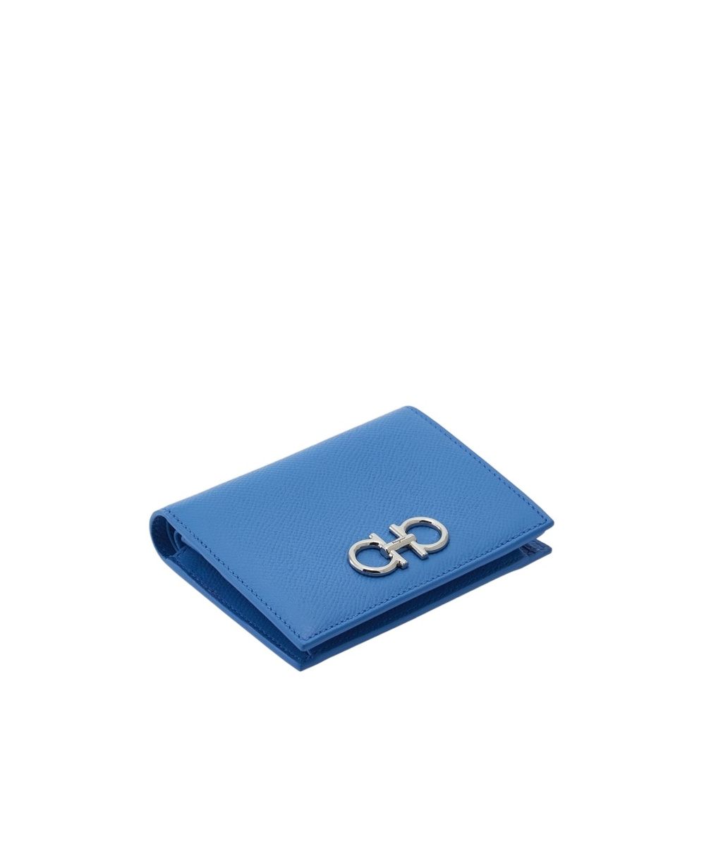 Ferragamo Gancini Compact Wallet In Blue