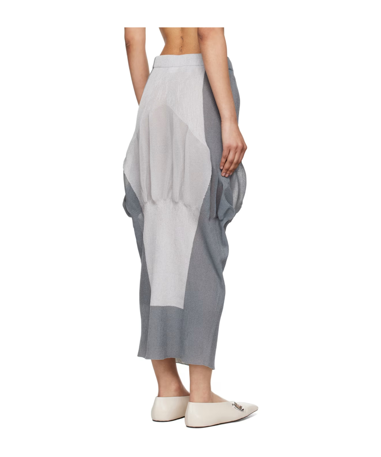 Shop Issey Miyake Elastic Waist Skirt In Gray