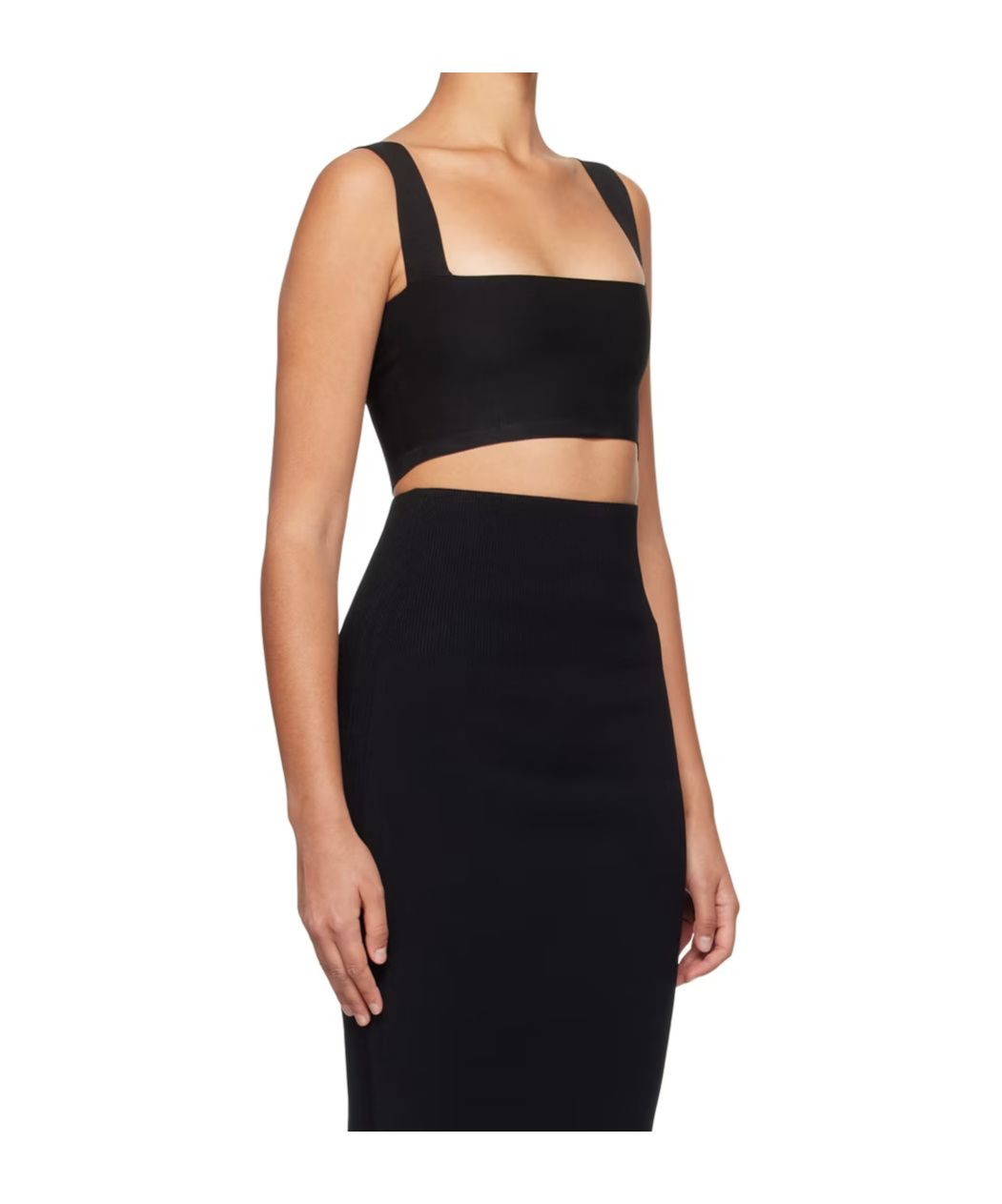 Shop Victoria Beckham Square-neck Cropped Top In Black