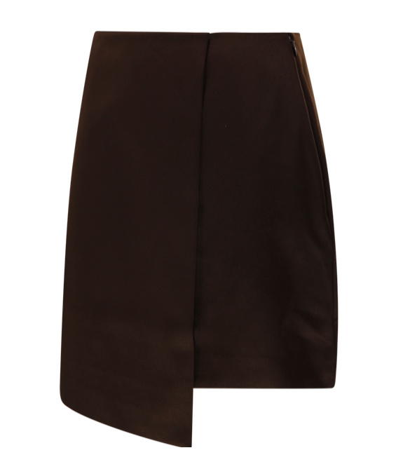 Shop By Malene Birger Raye Asymmetric Satin Mini Skirt In Black