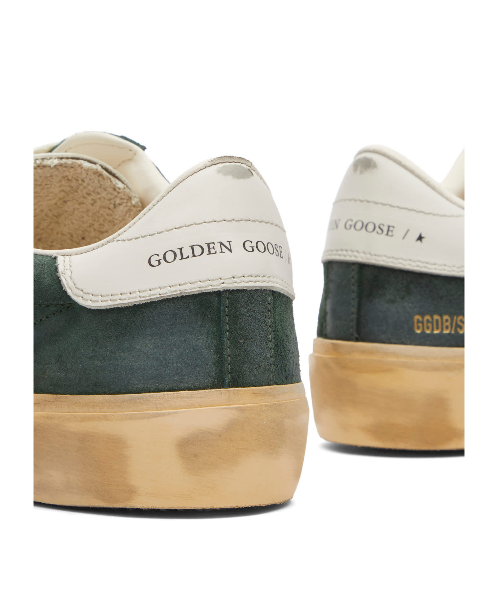 Shop Golden Goose Soul Star In Green Suede With Milk-white Leather Heel Tab
