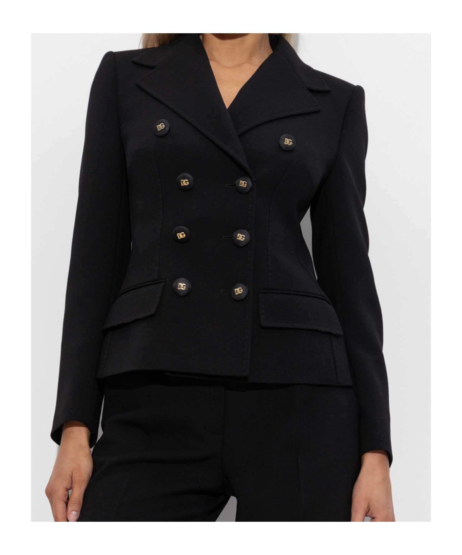 Dolce & Gabbana Double-breasted Tailored Blazer In Black