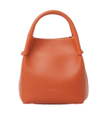 Loro Piana Bale Micro Rounded Leather Top-handle Bag In Orange
