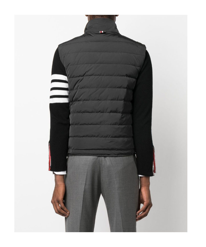Thom Browne Zippered Field Vest Tricolor Detail In Black