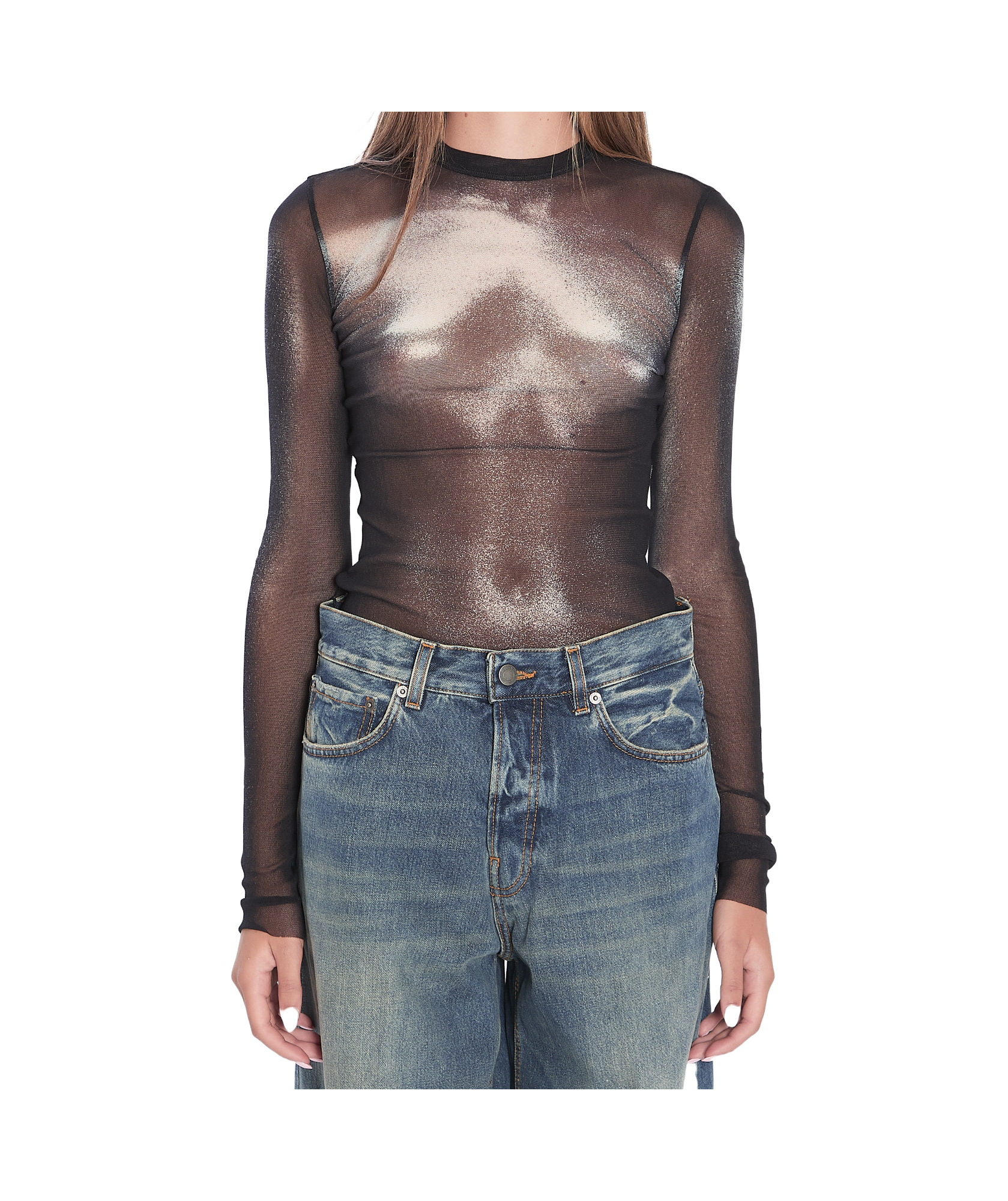 Jean Paul Gaultier Round-neck Printed Hoodie In Brown