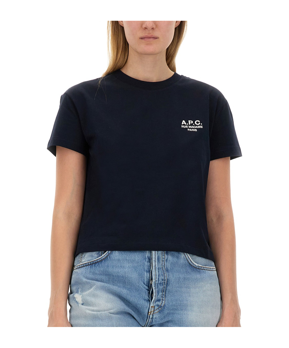 Apc Logo-embroidered Cotton T-shirt In Black