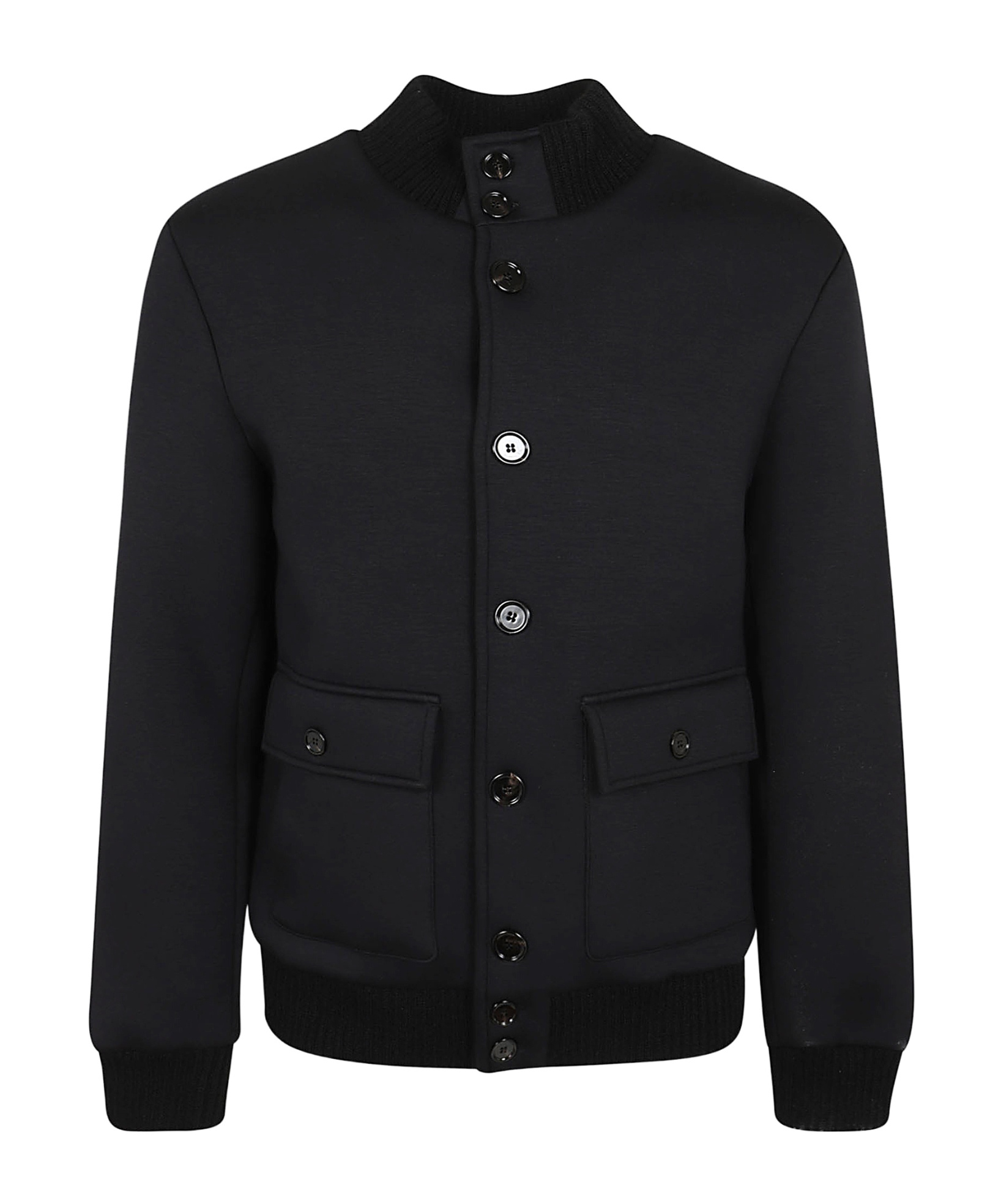 Dondup Ribbed Elastic Neoprene Bomber Jacket With D Logo Detail