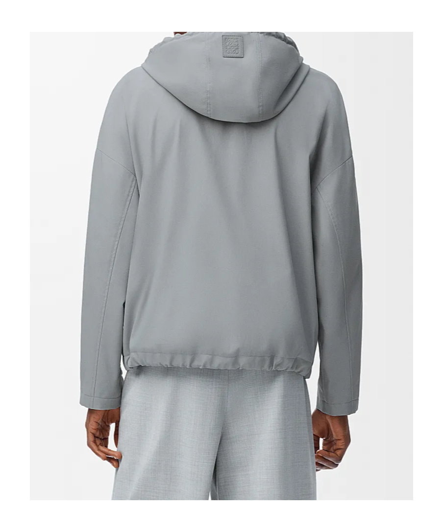 Loewe Cotton Hooded Jacket In Gray