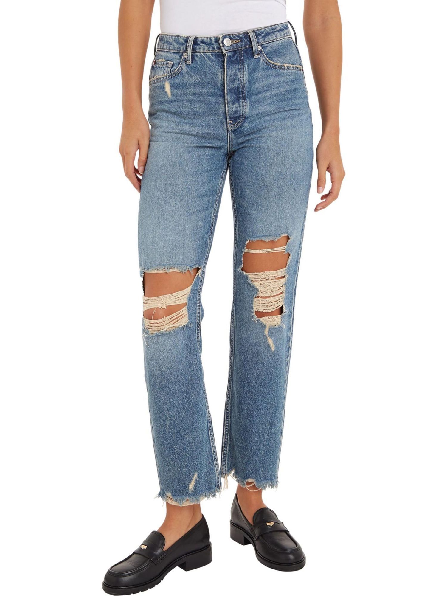 Tommy Hilfiger Ripped Detailing Jeans In Blue