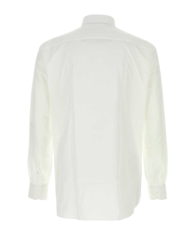 Brioni Camicia In Popeline Bianco Uomo In White