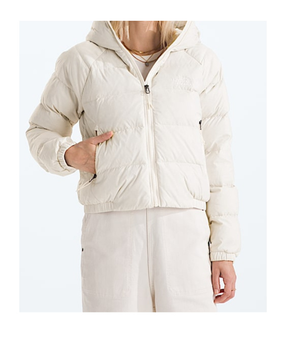 Shop The North Face Womens Hydrenalite Down Hoodie In White Dune