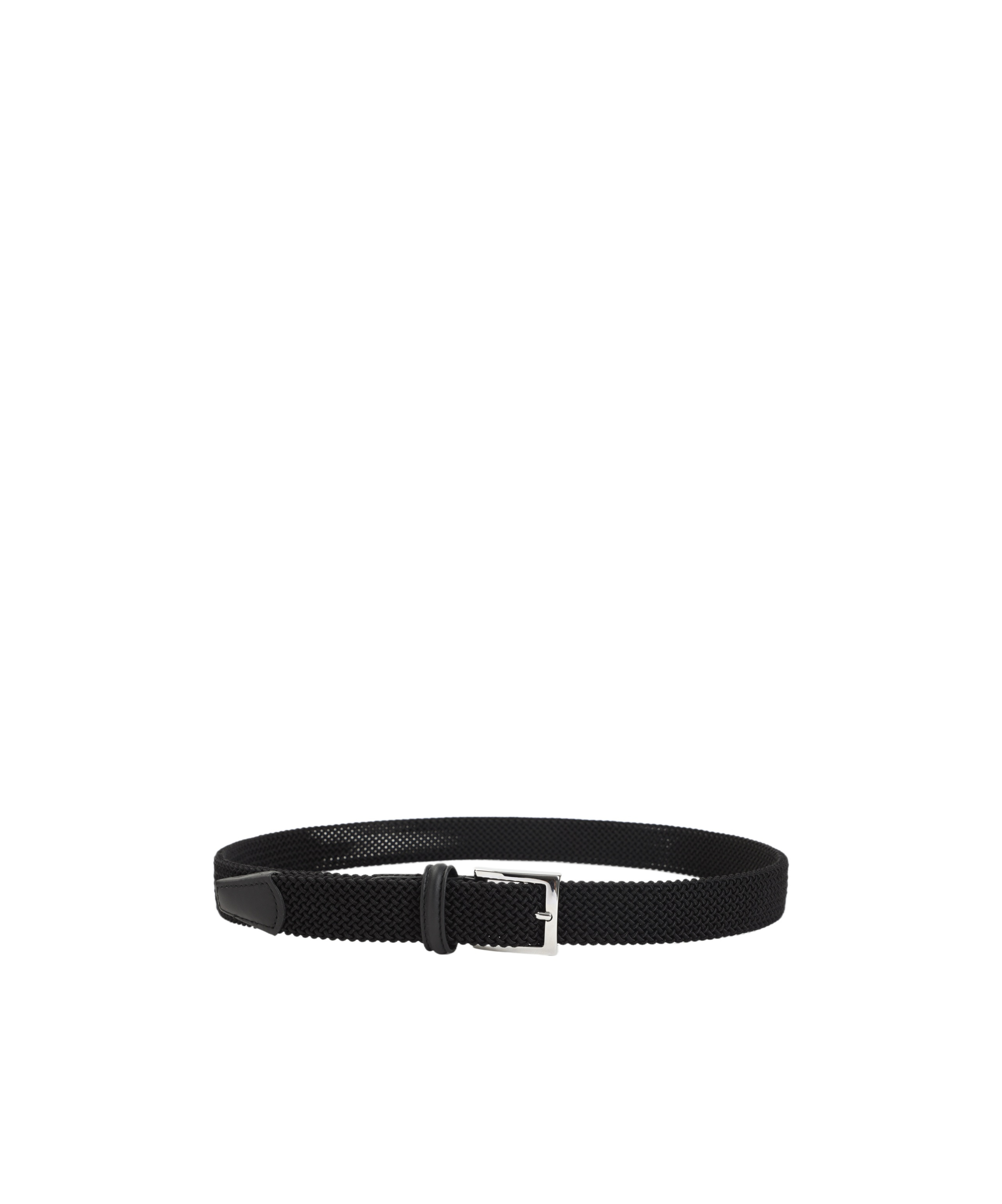 Kiton Adjustable Braided Leather Belt With Silver Buckle In Black