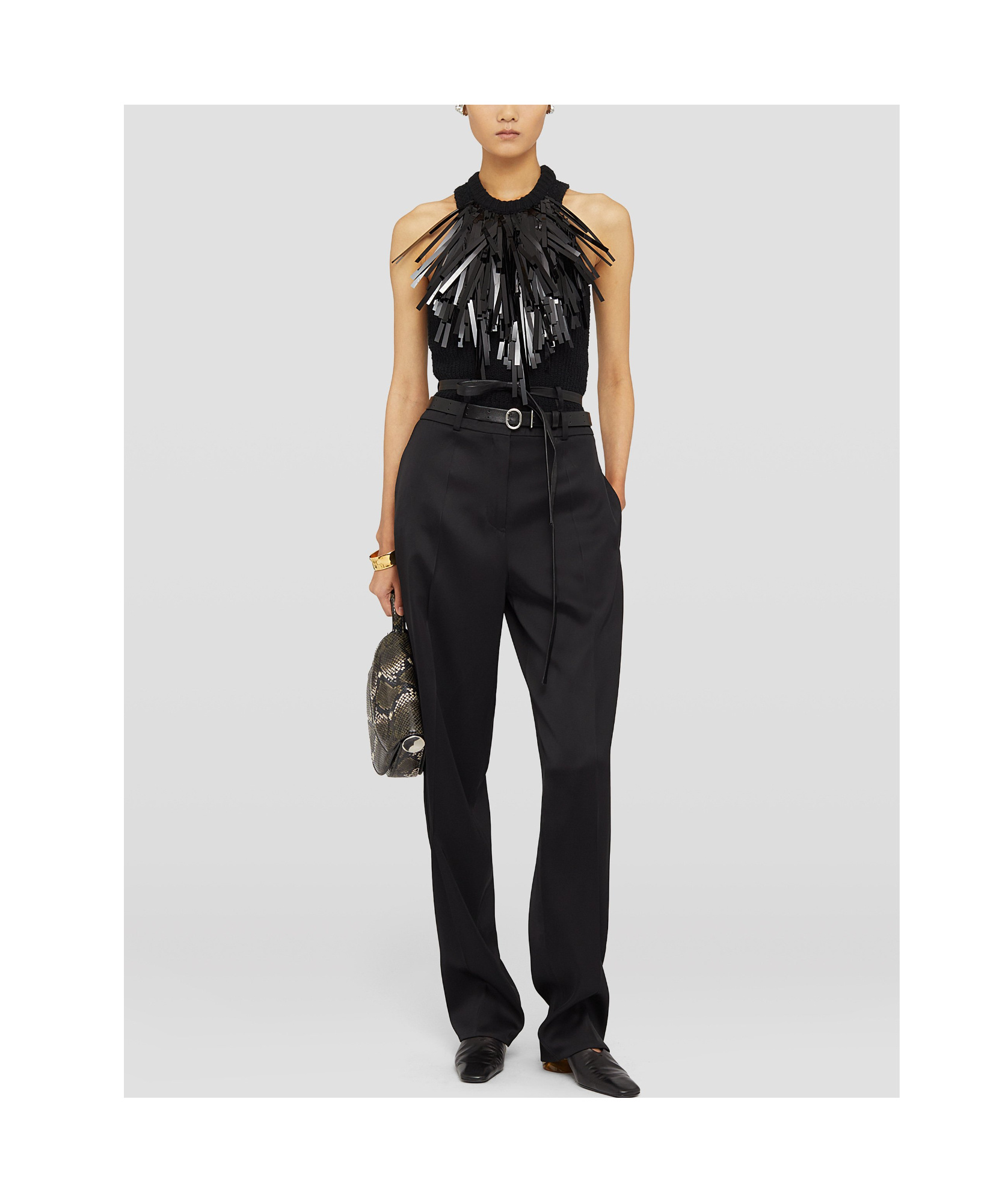 Jil Sander Fringe-trim Knitted Top In Black