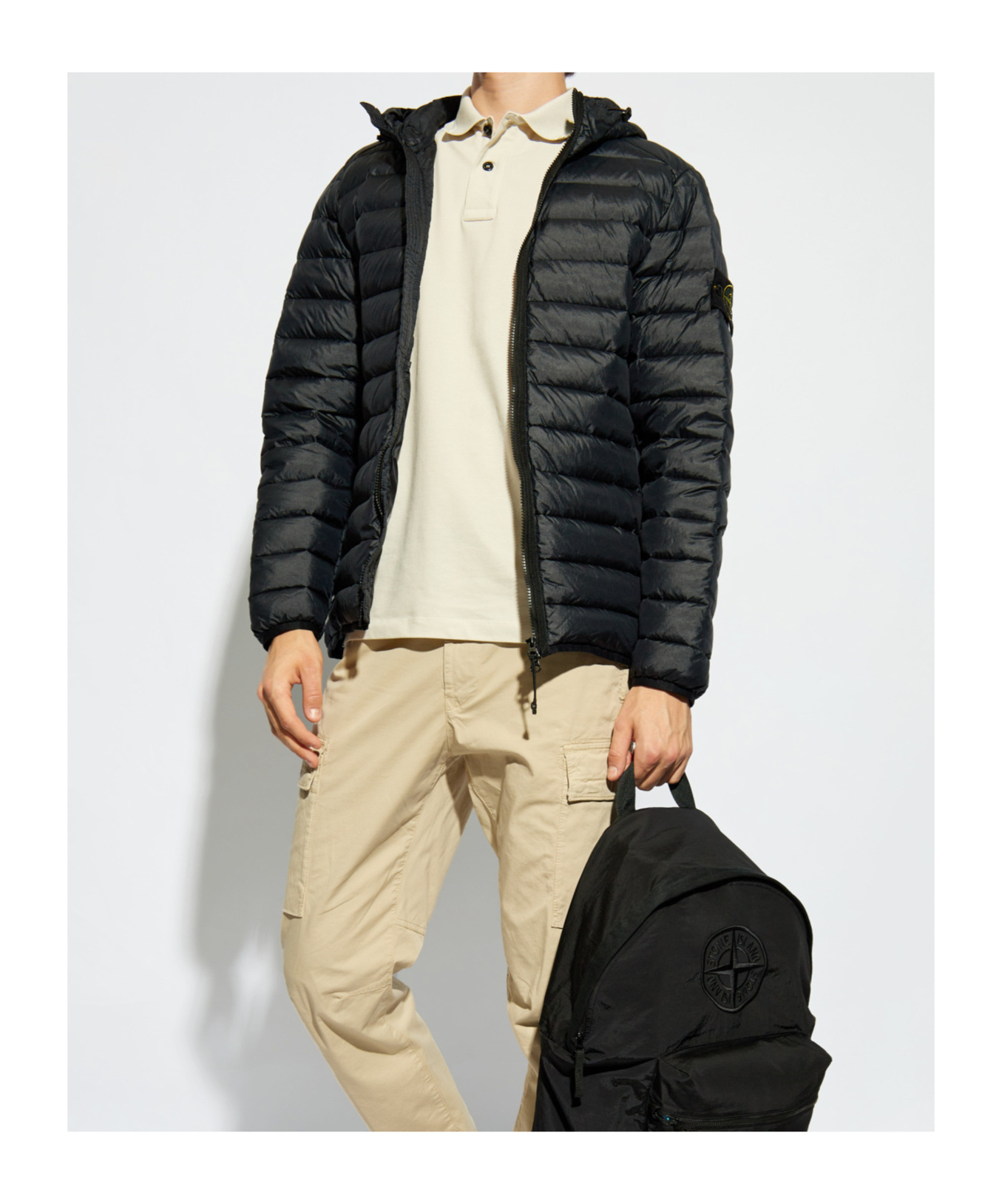 Stone Island Loom Woven Chambers Nylon Down Jacket In Blue