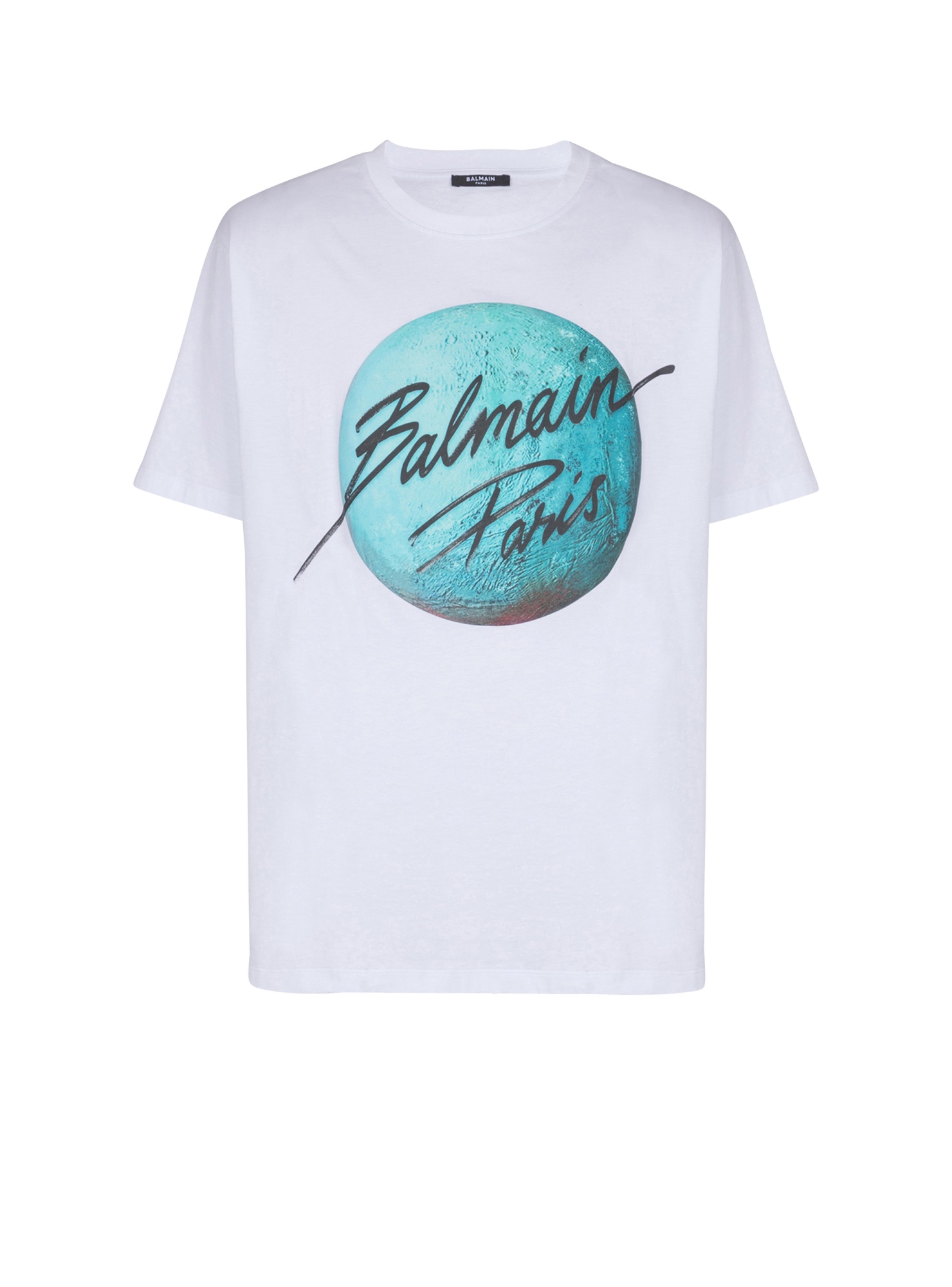 Shop Balmain Printed Paris Logo And Planet T-shirt In White