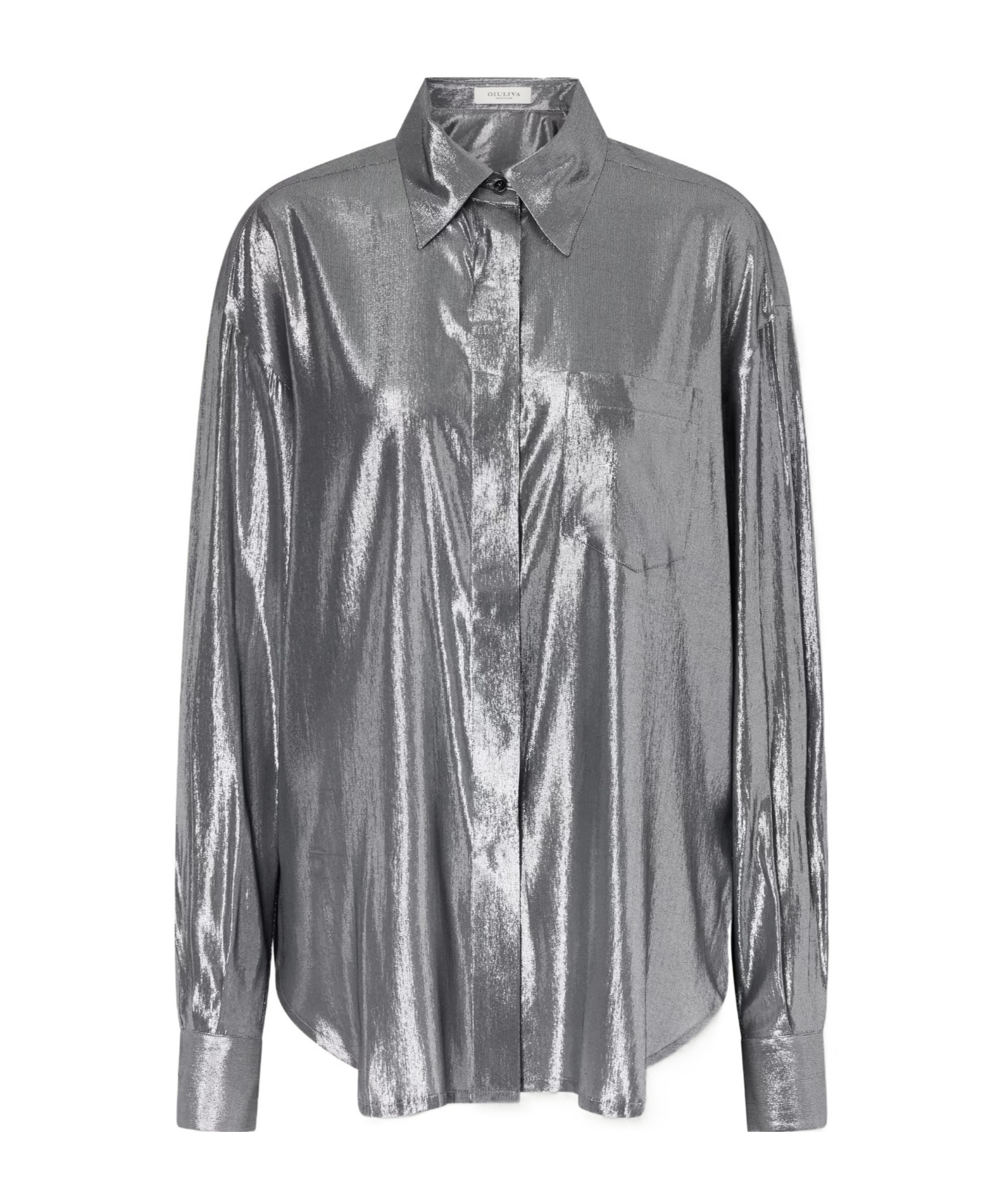 Giuliva Heritage Collection Carmen Satin Shirt In Gray