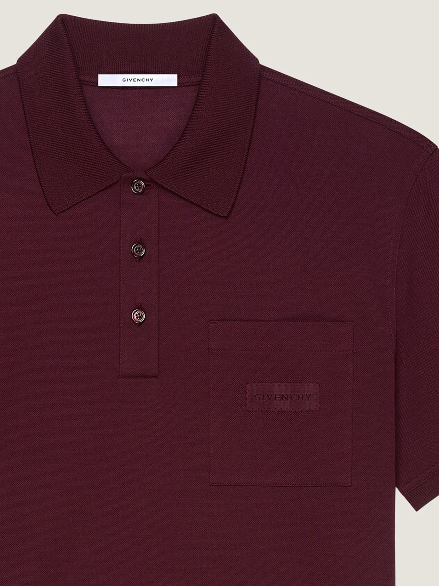 Givenchy Polo In Cotton With Patch In Burgundy