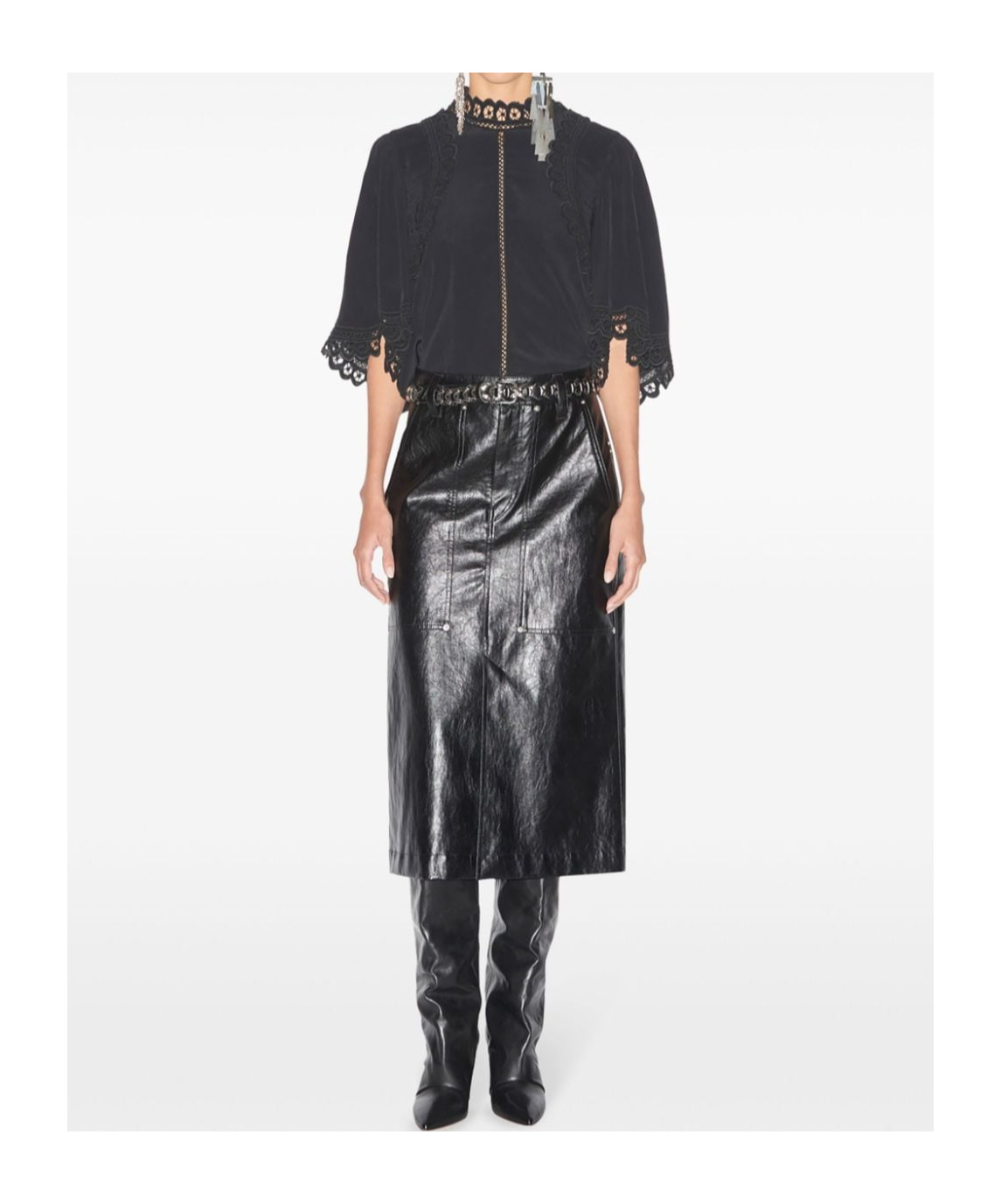 Isabel Marant Étoile Faux-leather Midi Skirt In Black