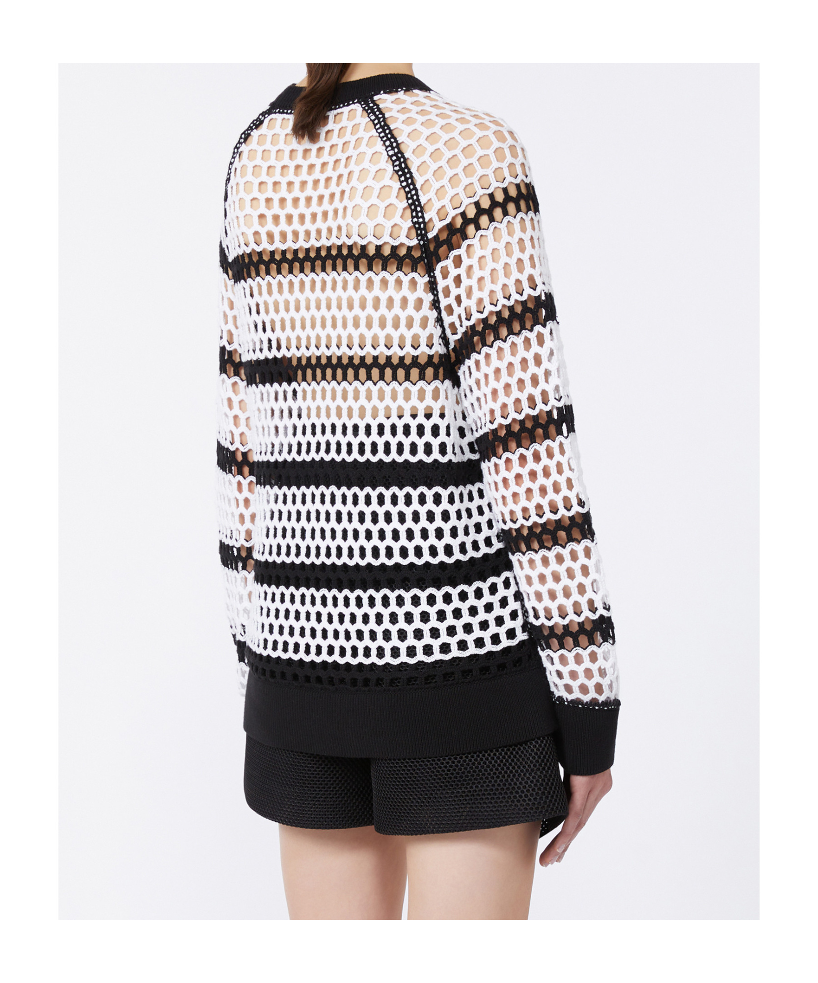 Max Mara Mesh-knit Cotton Sweater In White