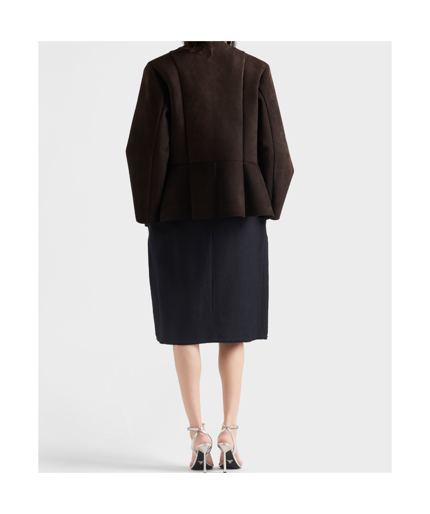 Prada Chevron Pleated Virgin Wool Midi Skirt In Blue