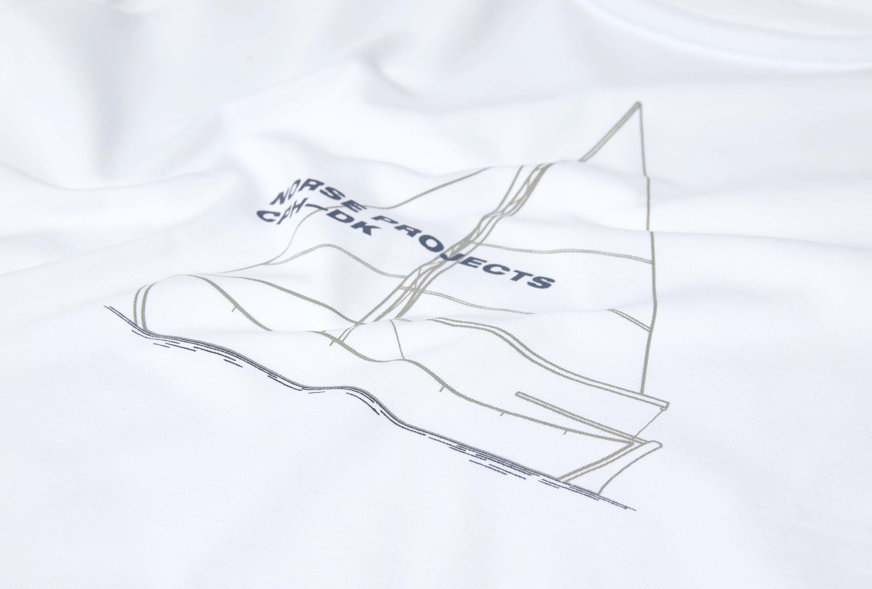 Norse Projects Holger Organic Boat Print T-shirt In White