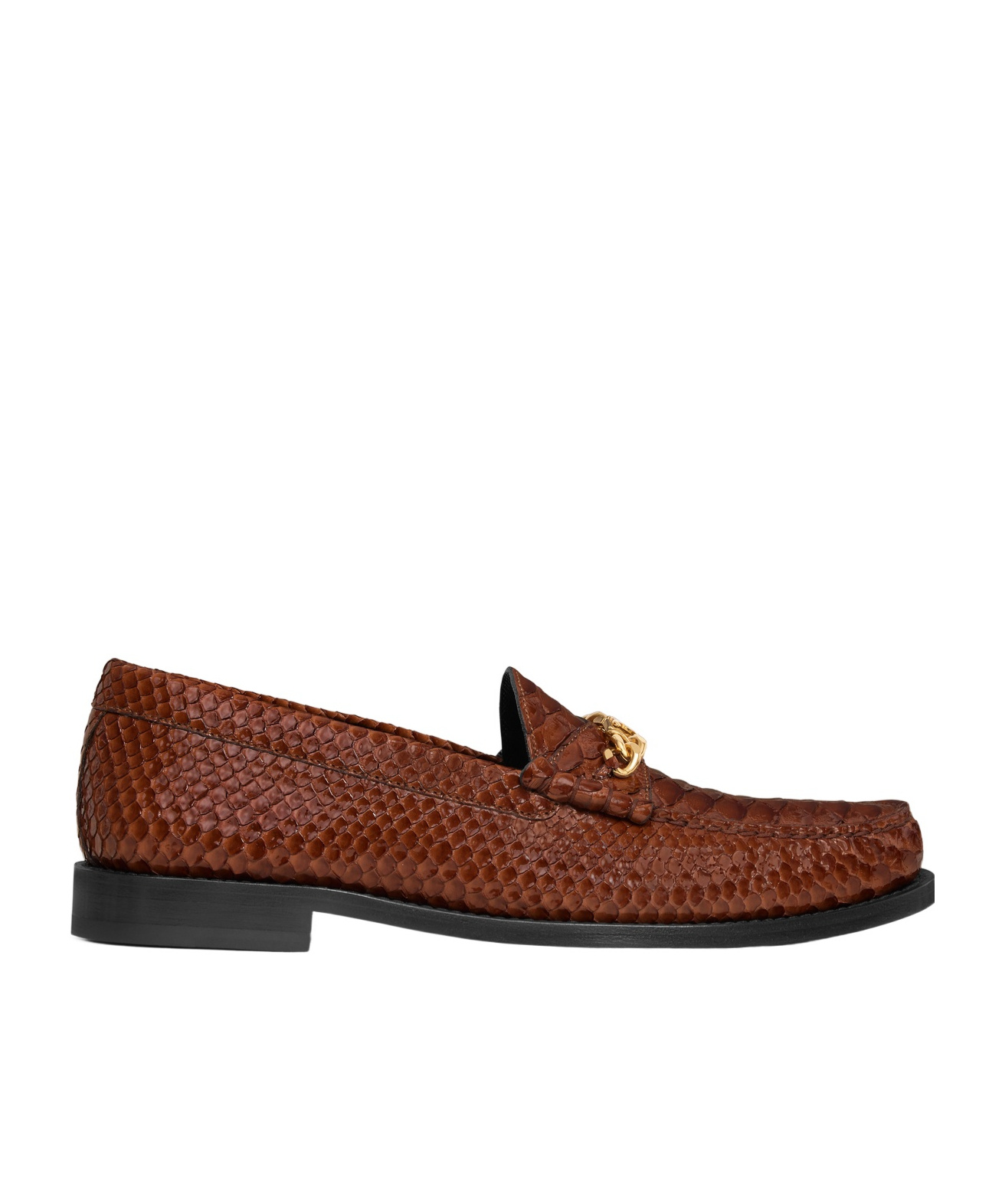 Celine Luco Triomphe Chain Loafers In Brown