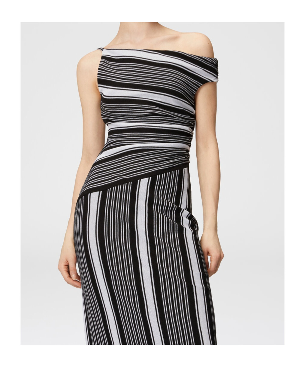 Missoni One-shoulder Striped Crochet-knit Cotton-blend Maxi Dress In Black