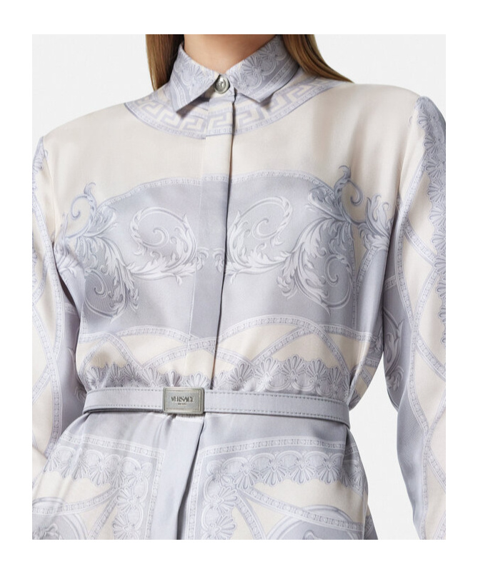 Versace Barroco-print Midi Dress In White