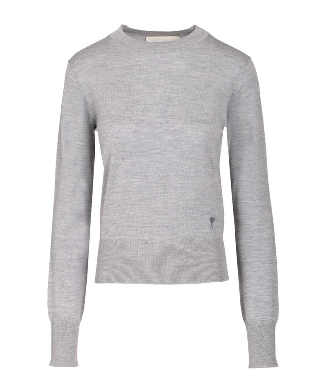 Ami Alexandre Mattiussi Crew-neck Wool-silk Blend Sweater In Gray