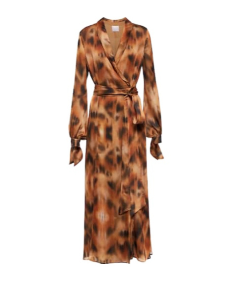 Galvan Cabana Leopard-print Wrap Dress In Brown