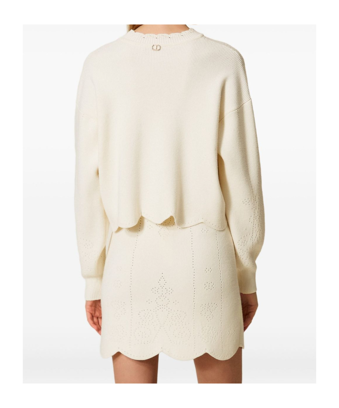 Twinset Scallop-hem Cropped Jumper In White