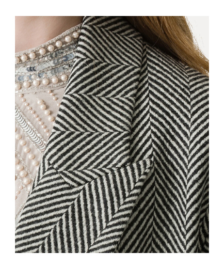 Forte Forte Wool Coat With Chevron Patterning In Gray