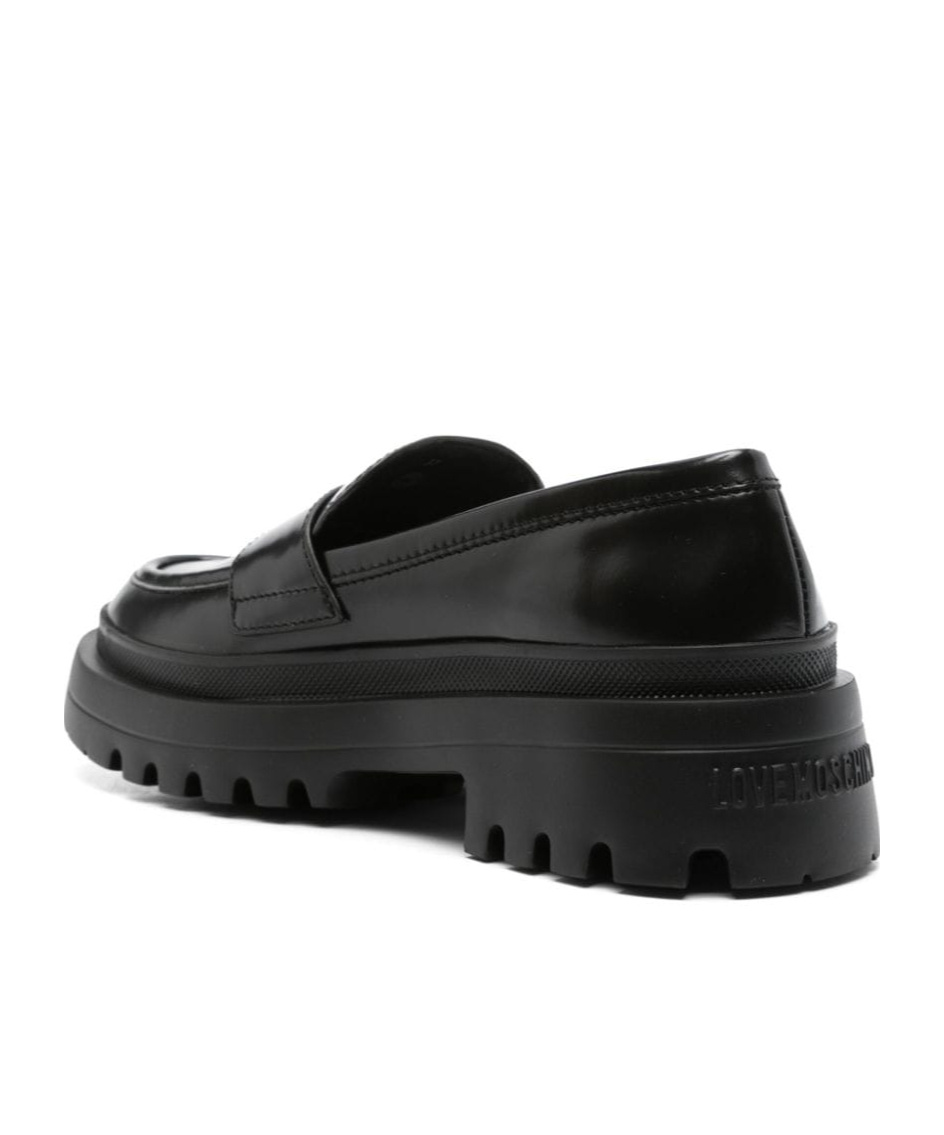 Moschino Penny Slot Leather Loafers In Black
