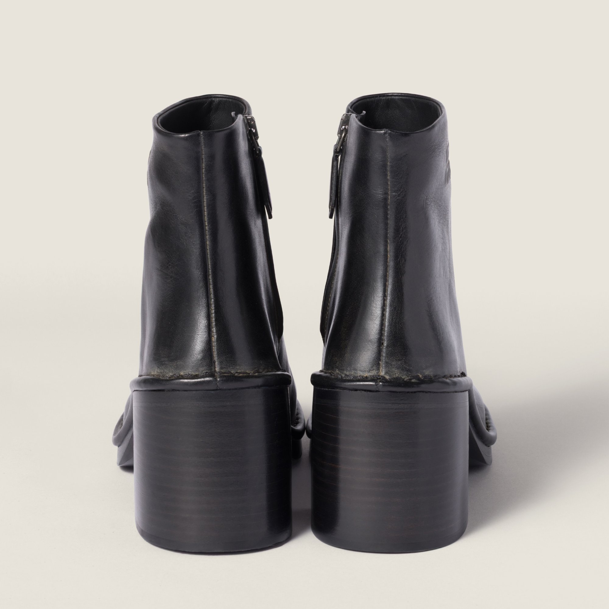 Miu Miu 70mm Leather Ankle Boots In Black